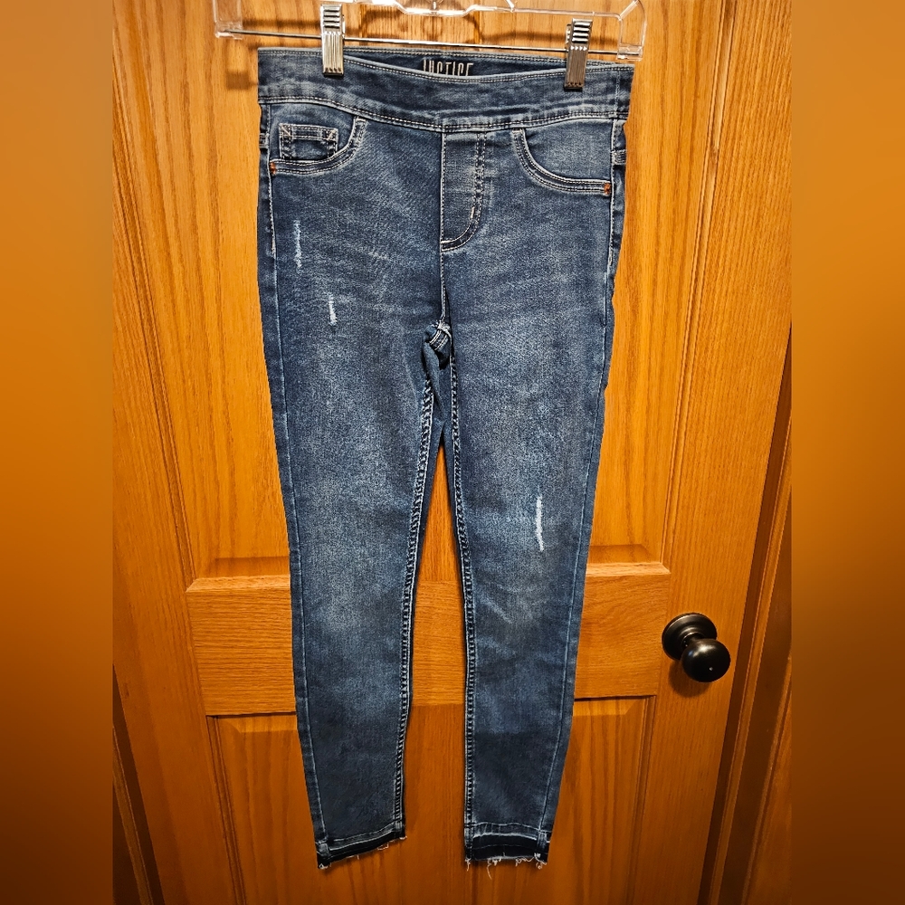 Justice Distressed Stretch Denim Jeggings 12 slim